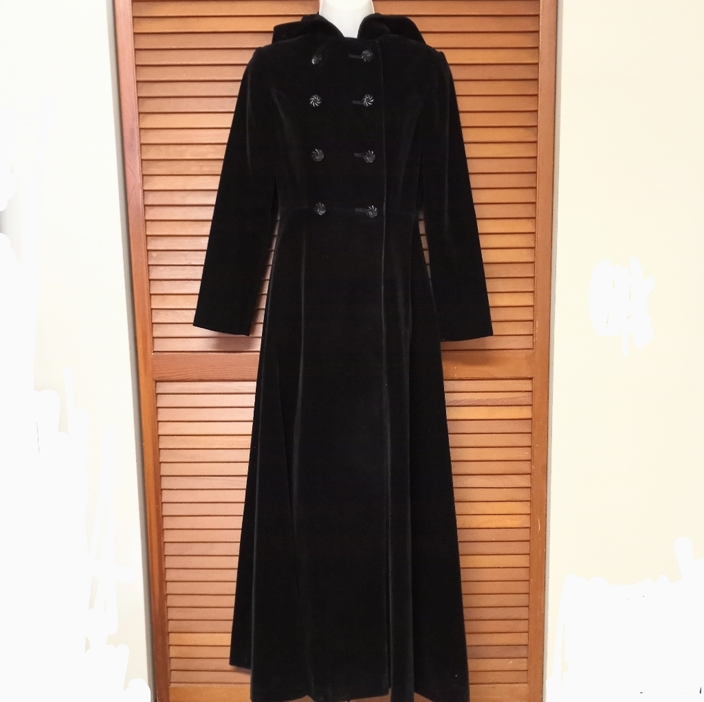 Vintage hooded double breasted maxi opera coat XS
